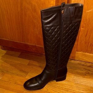 Elegant Talbots Brown Quilted Knee-High Boots NEW with Box